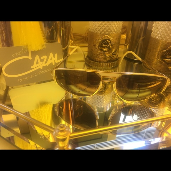 True vintage Cazal sunglasses White and gold tone - Picture 5 of 11